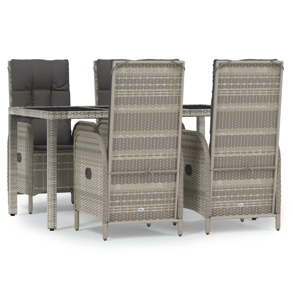 Ensemble à manger de jardin 5 pcs coussins gris résine tressée