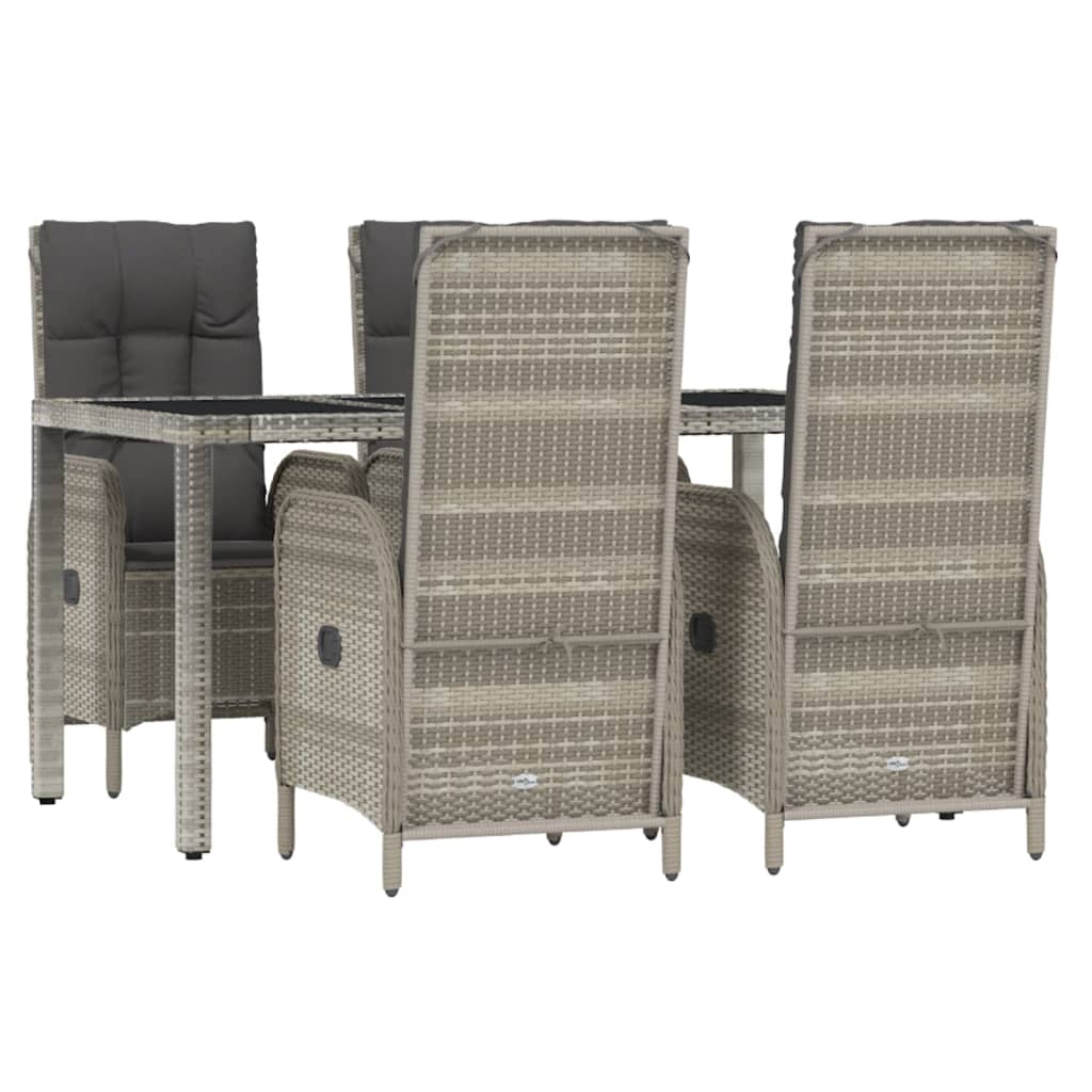 Ensemble à manger de jardin 5 pcs coussins gris résine tressée