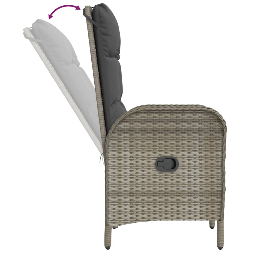 Ensemble à manger de jardin 5 pcs coussins gris résine tressée
