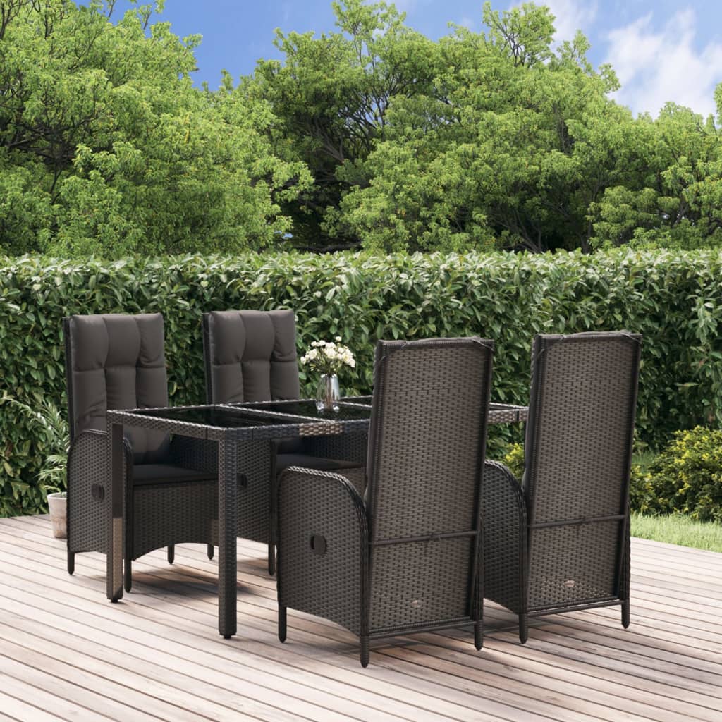 Ensemble à manger de jardin coussins 5pcs Noir Résine tressée Salons de jardin vidaXL