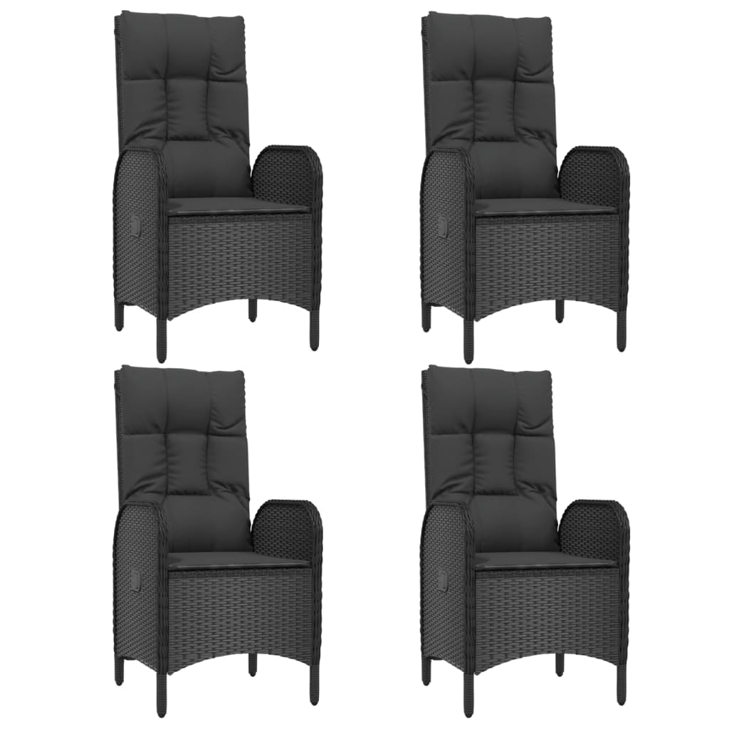 Ensemble à manger de jardin coussins 5pcs Noir Résine tressée