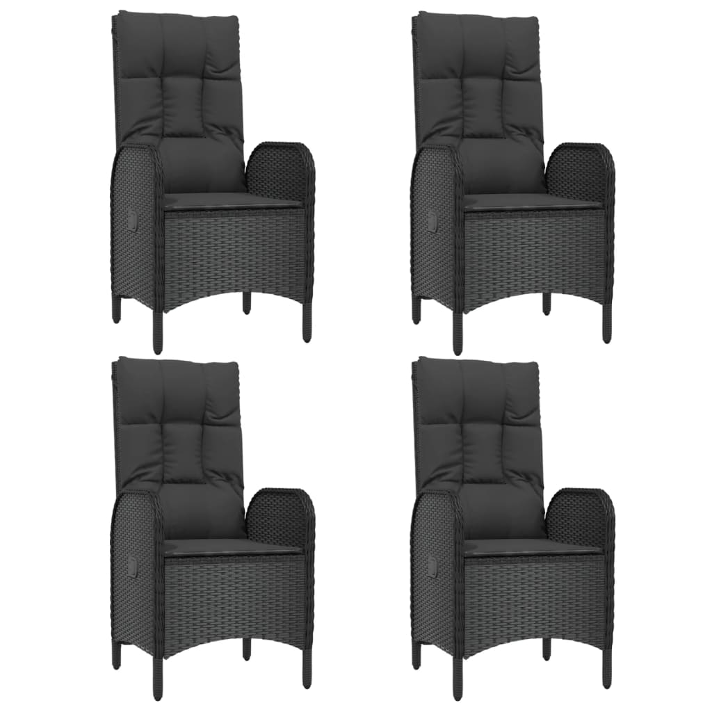 Ensemble à manger de jardin coussins 5pcs Noir Résine tressée