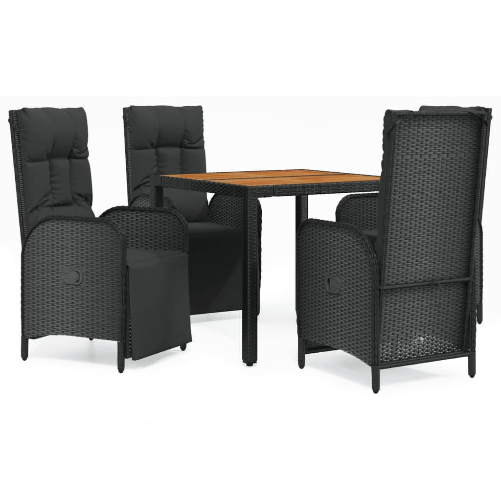 Ensemble à manger de jardin coussins 5pcs Noir Résine tressée