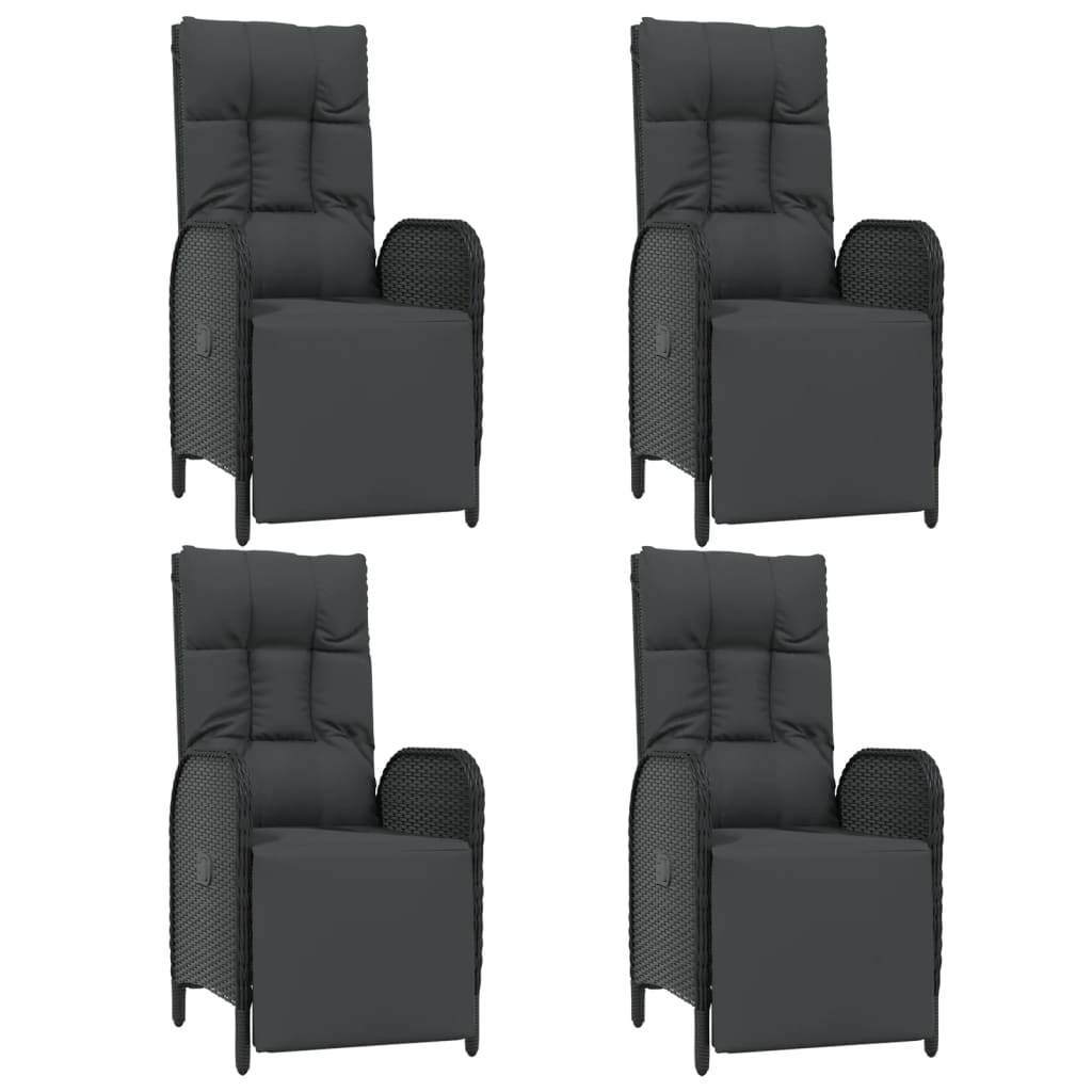 Ensemble à manger de jardin coussins 5pcs Noir Résine tressée