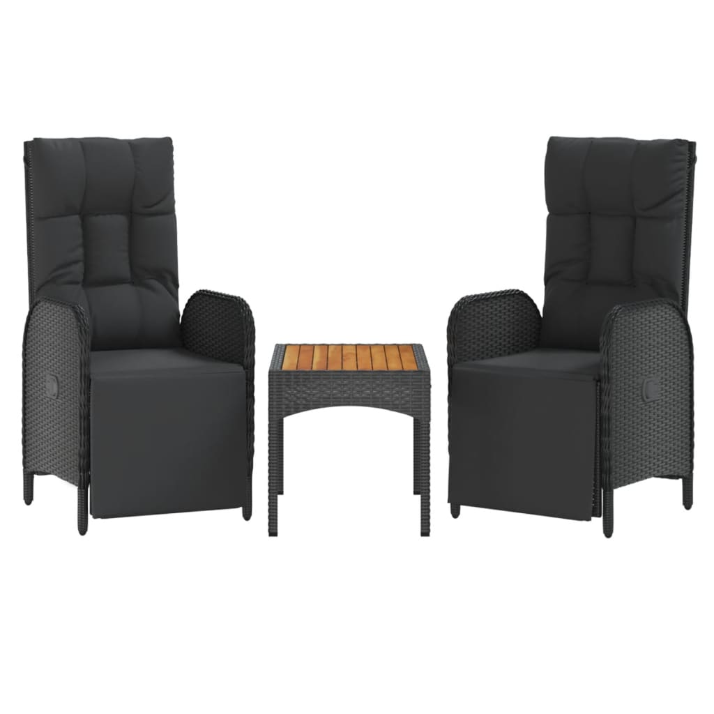 Ensemble à manger de jardin 4 pcs avec coussins noir
