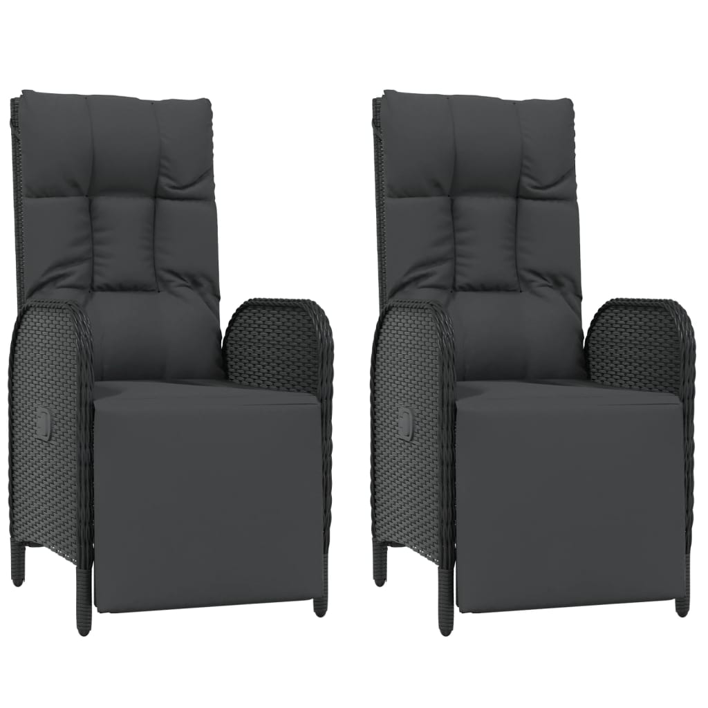 Ensemble à manger de jardin 4 pcs avec coussins noir
