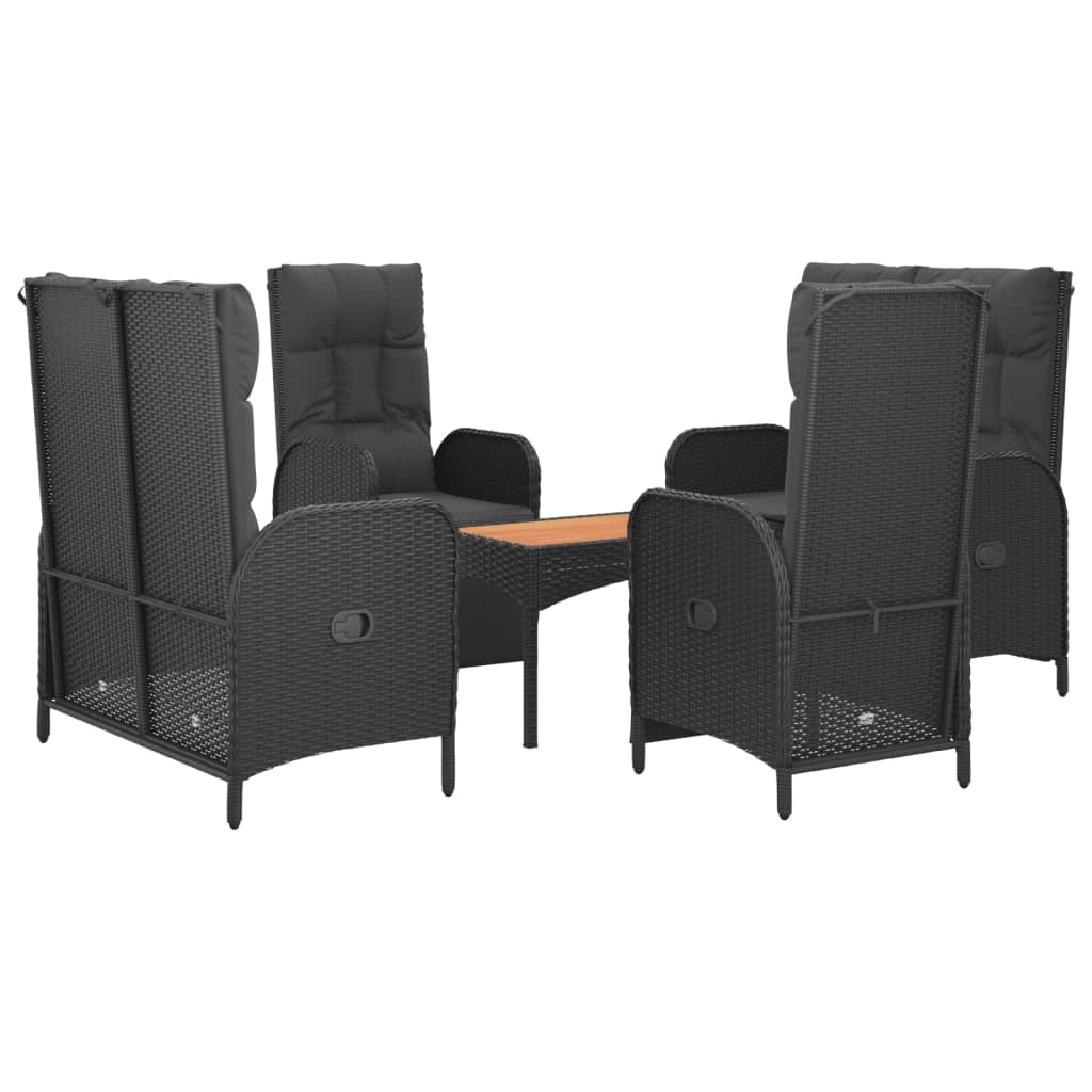 Ensemble à manger de jardin coussins 5pcs Noir Résine tressée