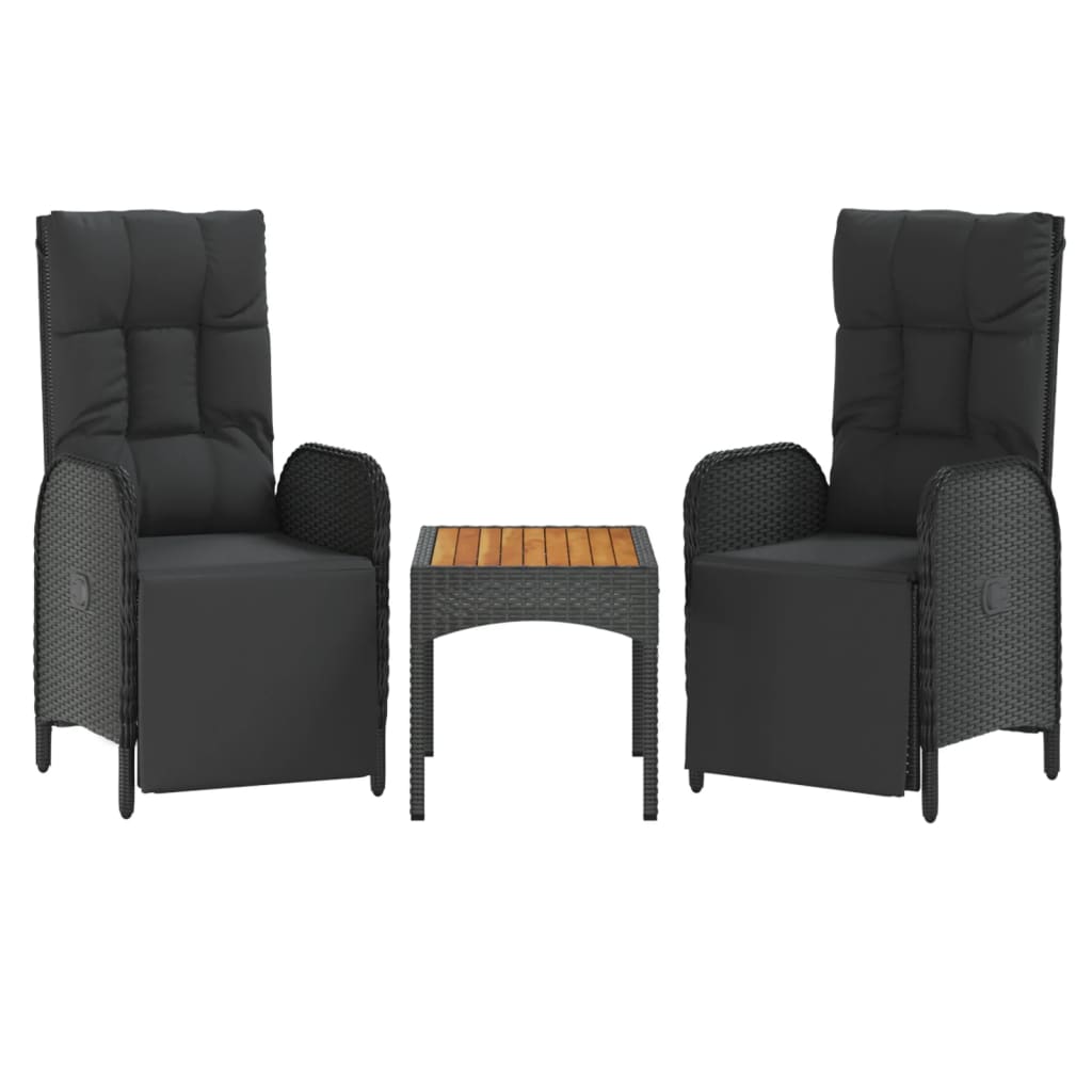 Ensemble à manger de jardin coussins 5pcs Noir Résine tressée