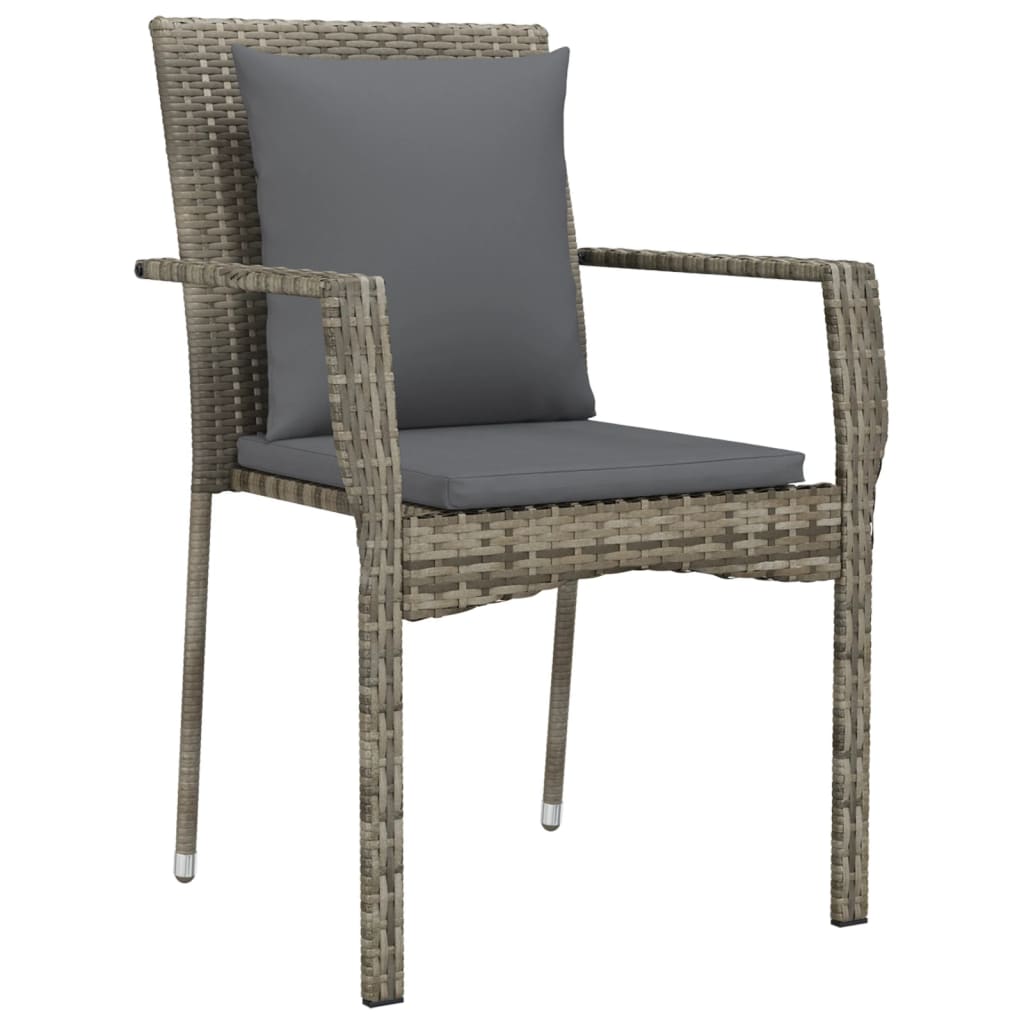 Ensemble à manger de jardin coussins 5 pcs noir et gris