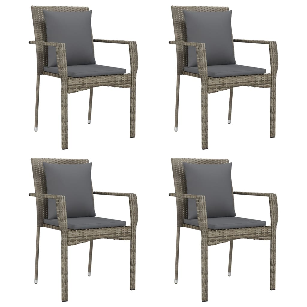 Ensemble à manger de jardin coussins 5 pcs noir et gris