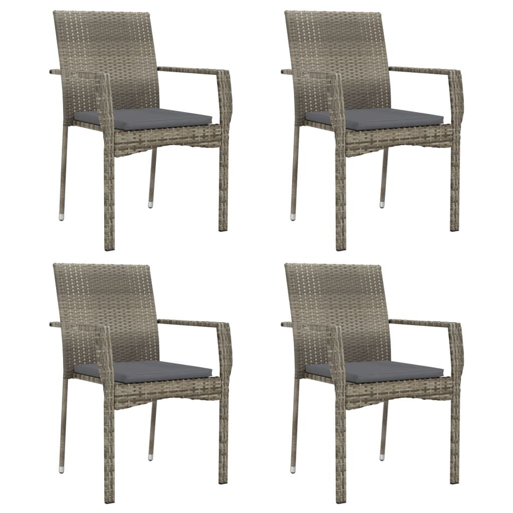 Ensemble à manger de jardin coussins 5 pcs noir et gris