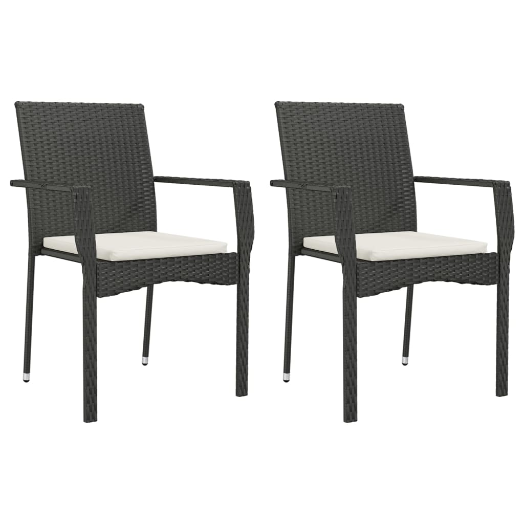 Ensemble à manger de jardin avec coussins 3 pcs Noir