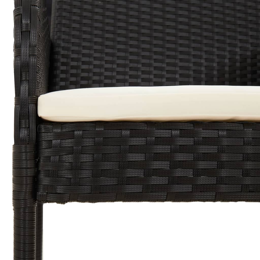 Ensemble à manger de jardin coussins 5pcs Noir Résine tressée