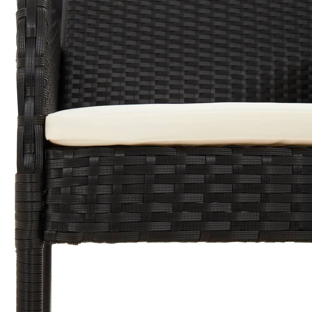 Ensemble à manger jardin 9pcs et coussins noir résine tressée