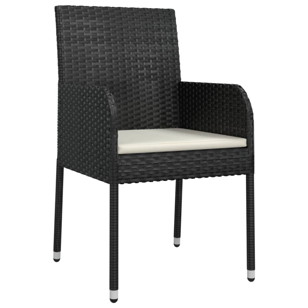 Ensemble à manger jardin 9pcs et coussins noir résine tressée