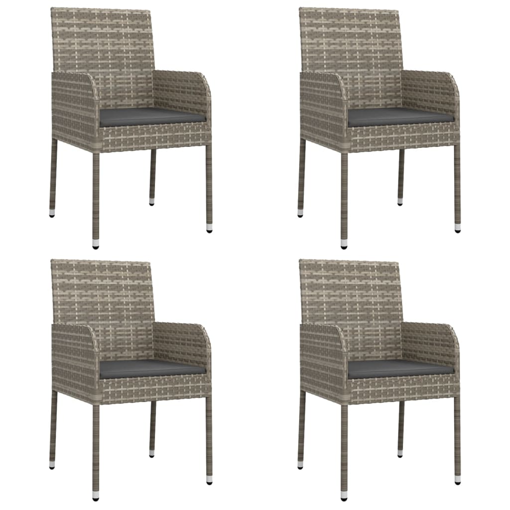 Ensemble à manger de jardin coussins 5 pcs noir et gris