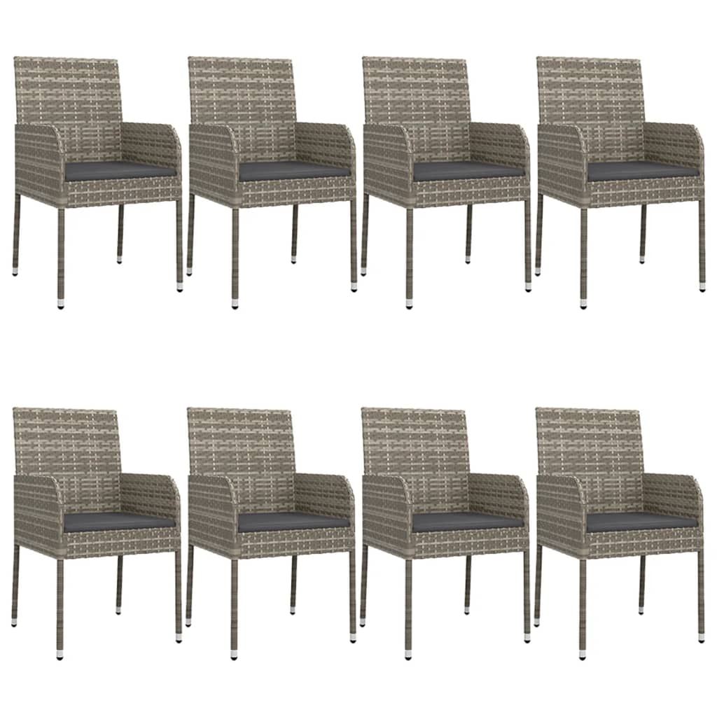 Ensemble à manger de jardin 9pcs et coussins noir et gris