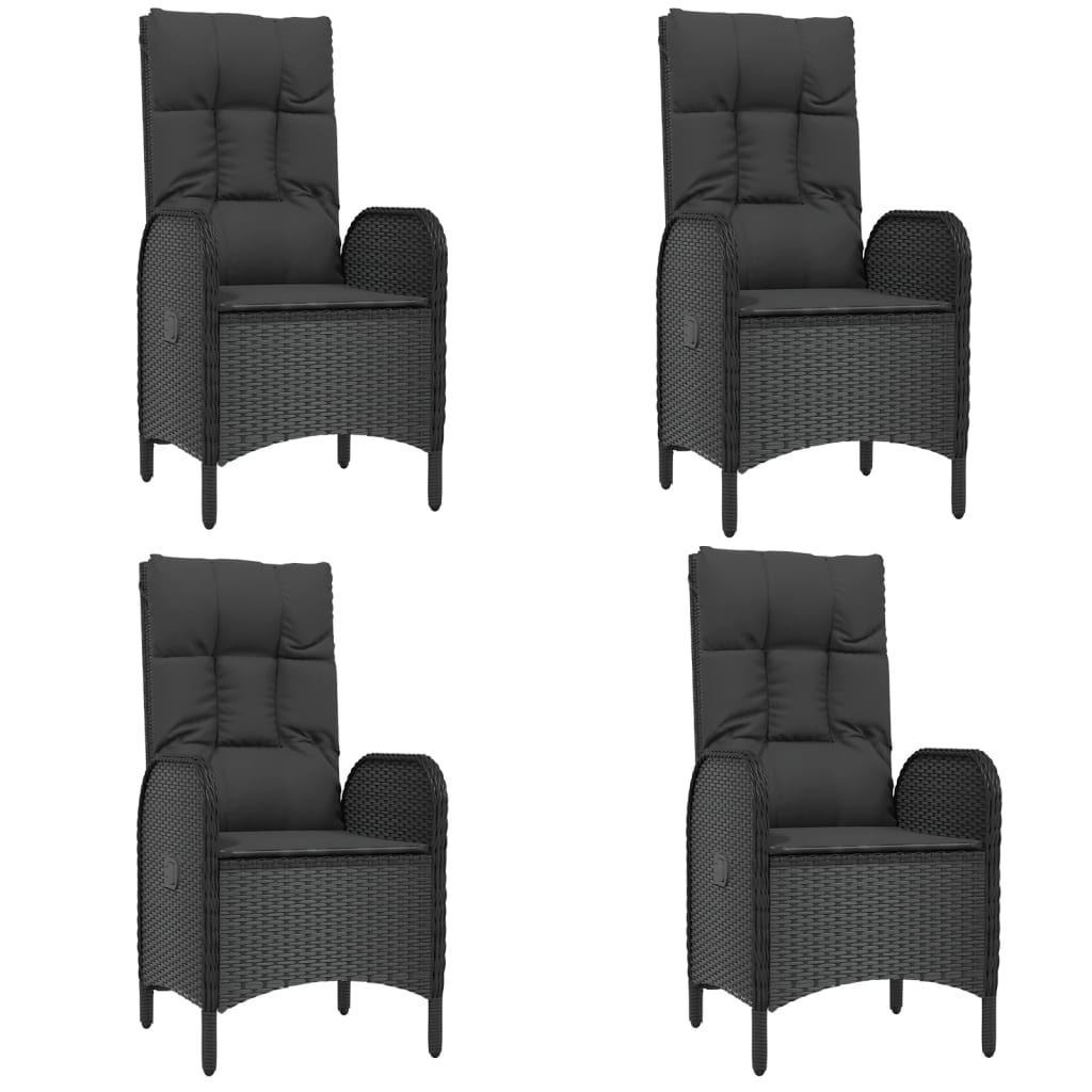 Ensemble à manger de jardin coussins 5pcs Noir Résine tressée