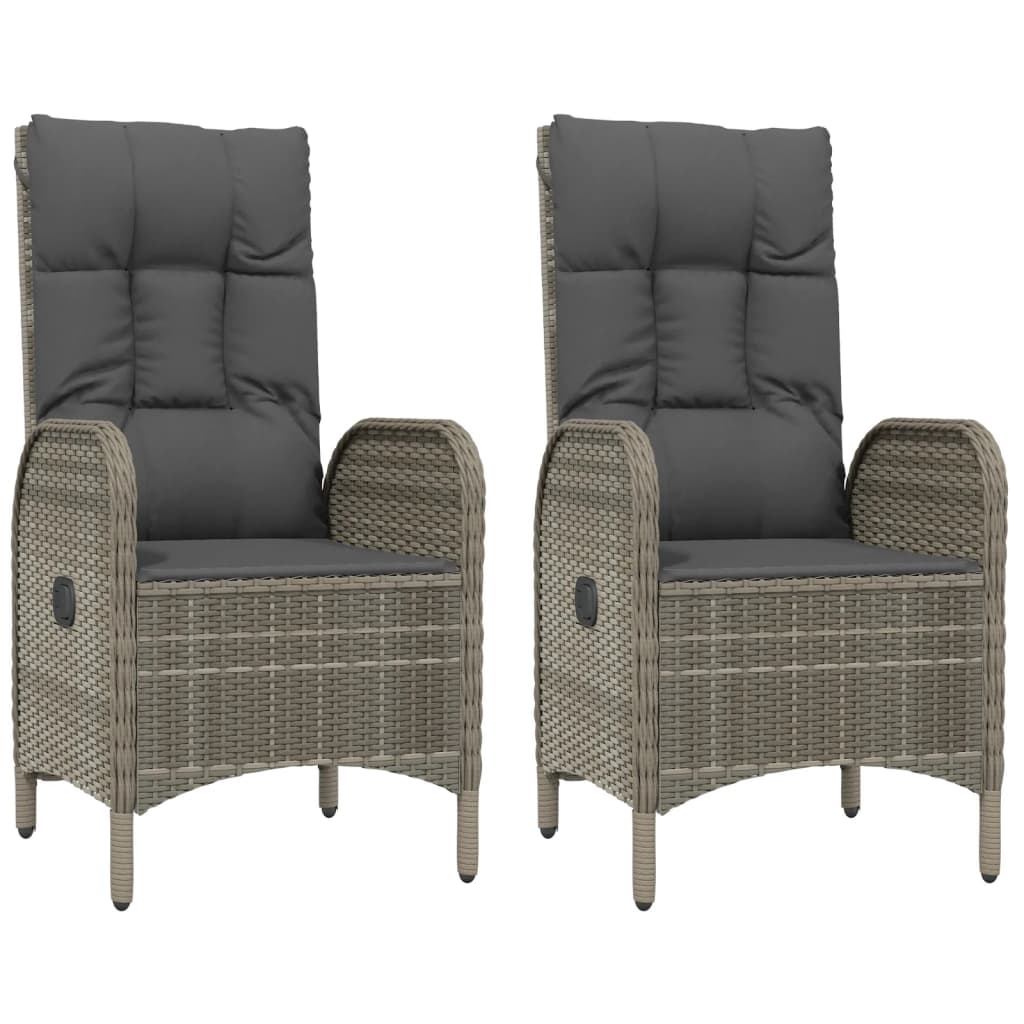 Ensemble à manger jardin 3pcs avec coussins noir et gris