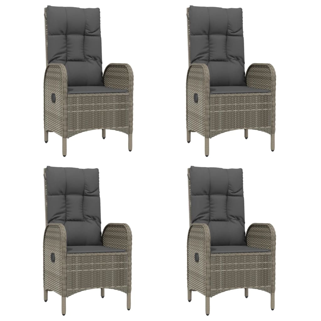 Ensemble à manger de jardin coussins 5 pcs noir et gris