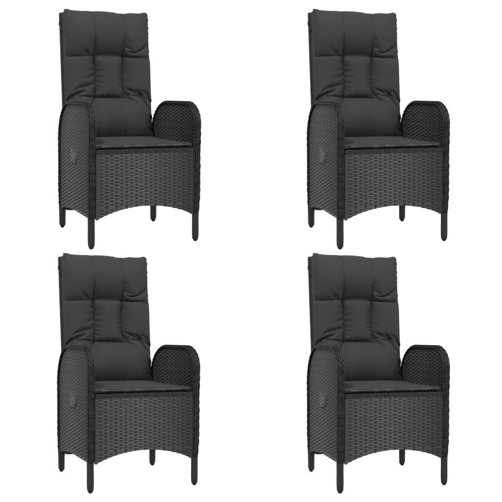 Ensemble à manger de jardin coussins 5pcs Noir Résine tressée