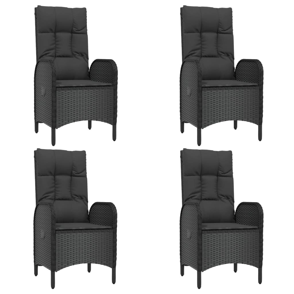 Ensemble à manger de jardin coussins 5pcs Noir Résine tressée