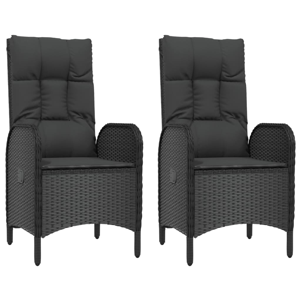Ensemble à manger de jardin coussins 5pcs Noir Résine tressée