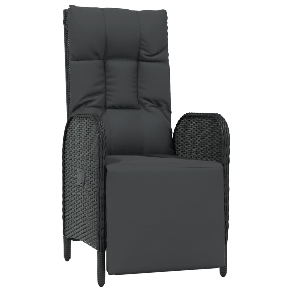 Ensemble à manger de jardin coussins 5pcs Noir Résine tressée