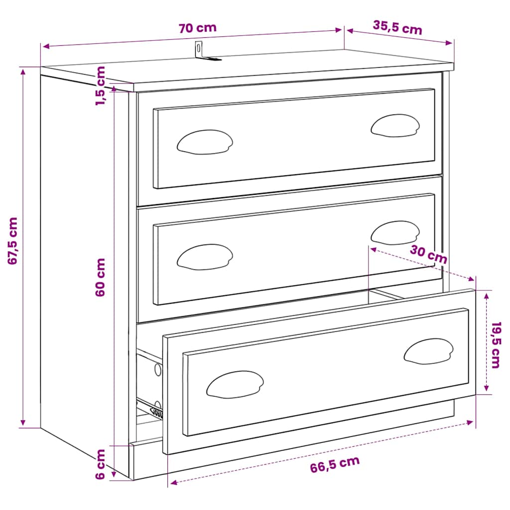 Buffets 3 pcs Chêne sonoma Bois d'ingénierie - XIOS