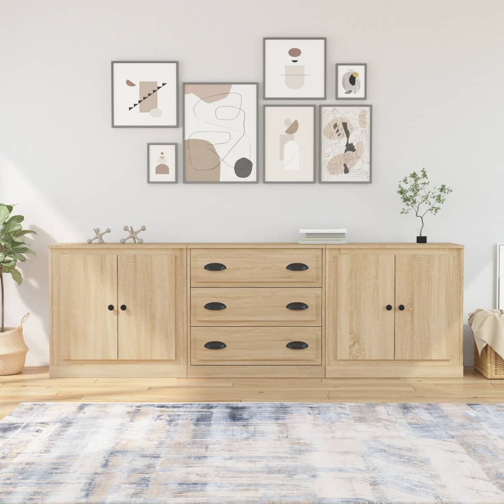 Buffets 3 pcs Chêne sonoma Bois d'ingénierie - XIOS