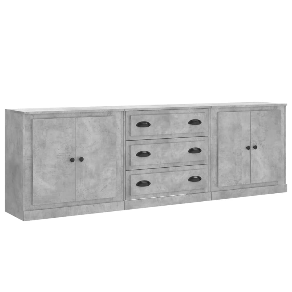 Buffets 3 pcs gris béton bois d'ingénierie - XIOS