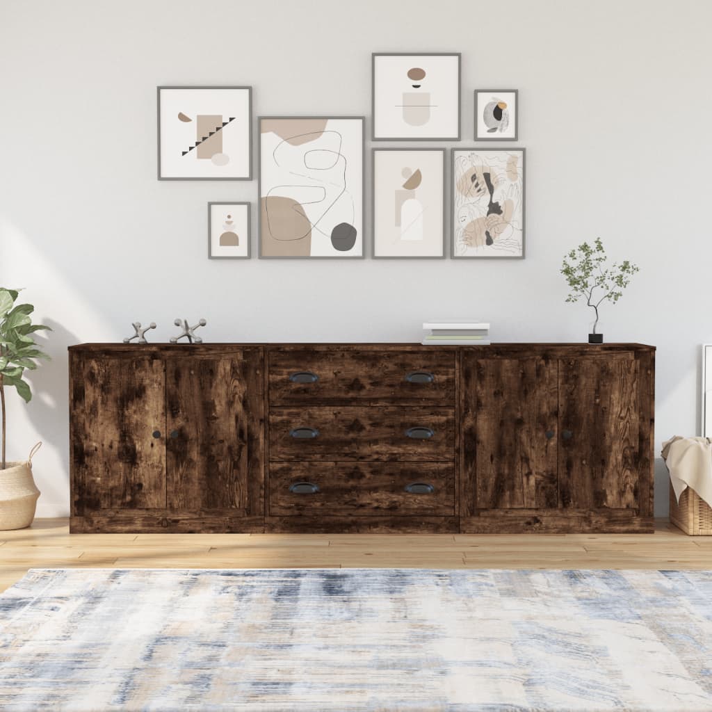 Buffets 3 pcs Chêne fumé Bois d'ingénierie - XIOS