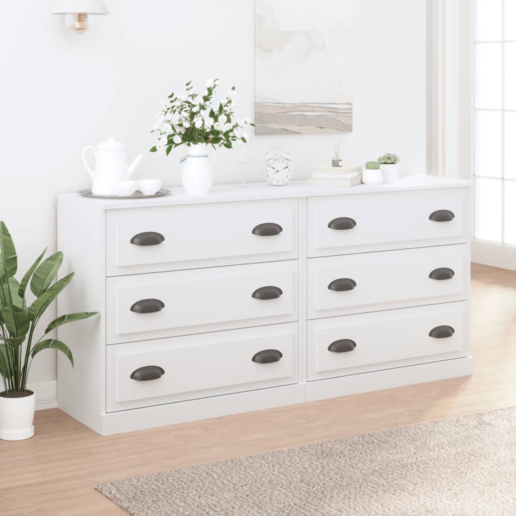 Buffets 2 pcs blanc bois d'ingénierie - XIOS