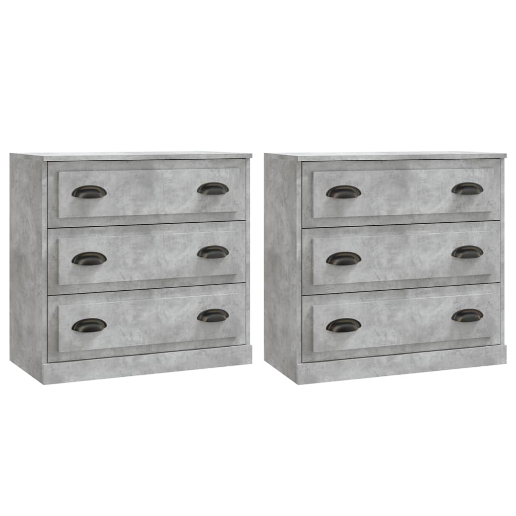 Buffets 2 pcs gris béton bois d'ingénierie - XIOS