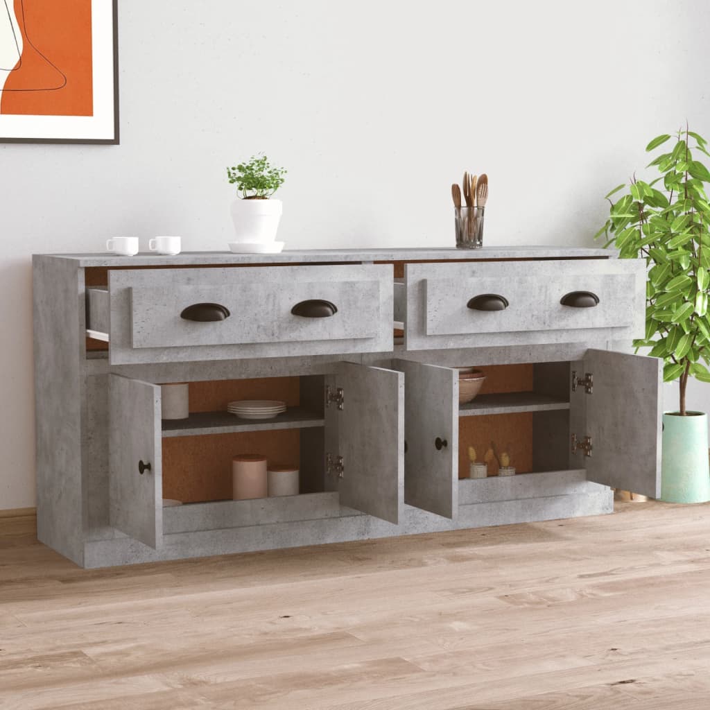 Buffets 2 pcs gris béton bois d'ingénierie - XIOS