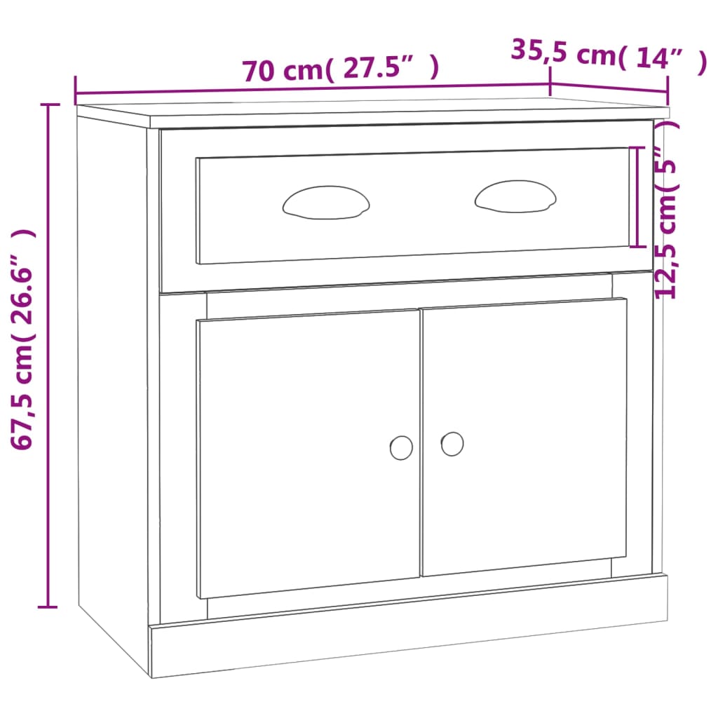 Buffets 2 pcs sonoma gris bois d'ingénierie - XIOS