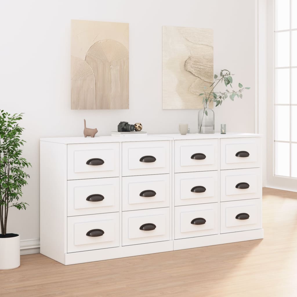 Buffets 2 pcs blanc bois d'ingénierie - XIOS