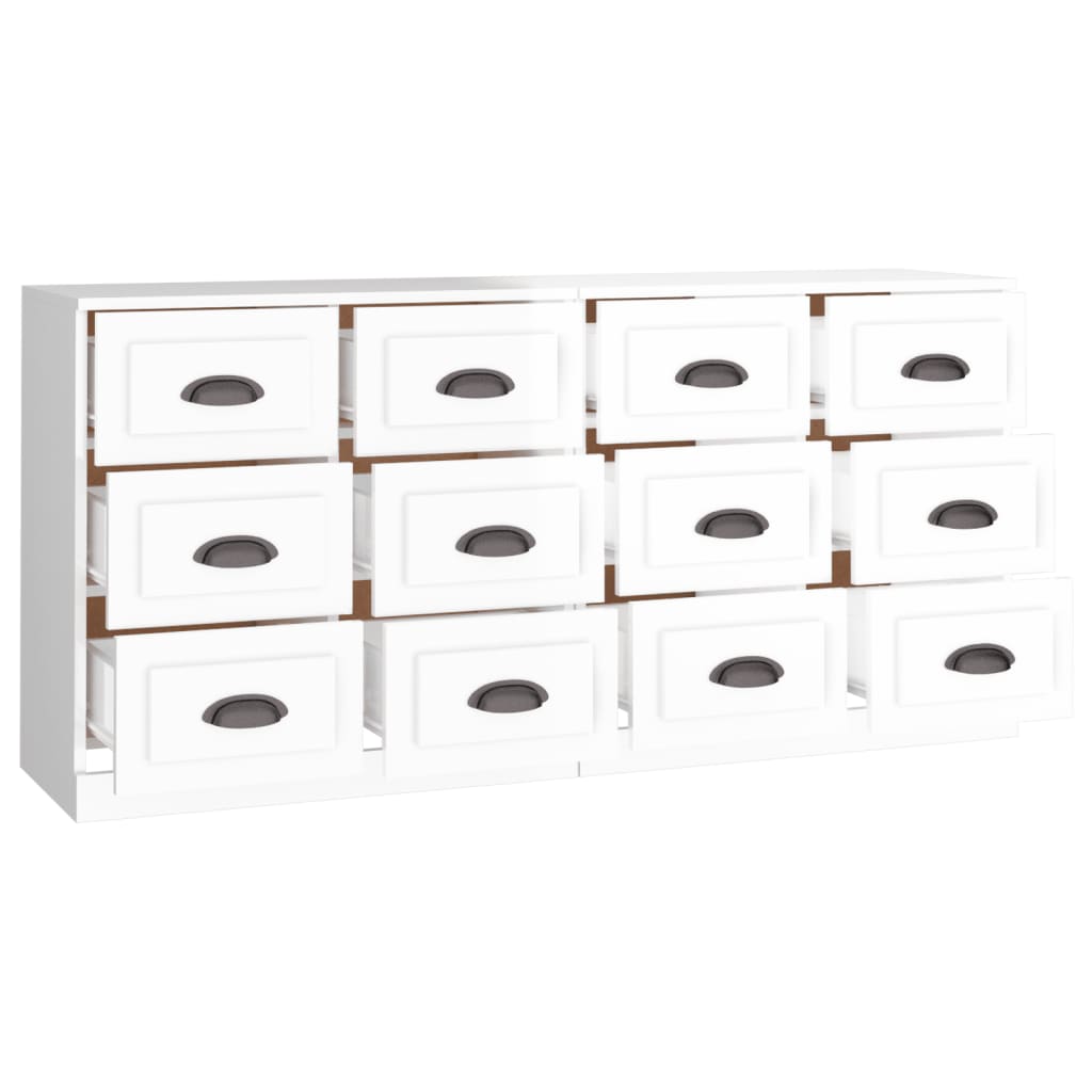 Buffets 2 pcs blanc brillant bois d'ingénierie - XIOS
