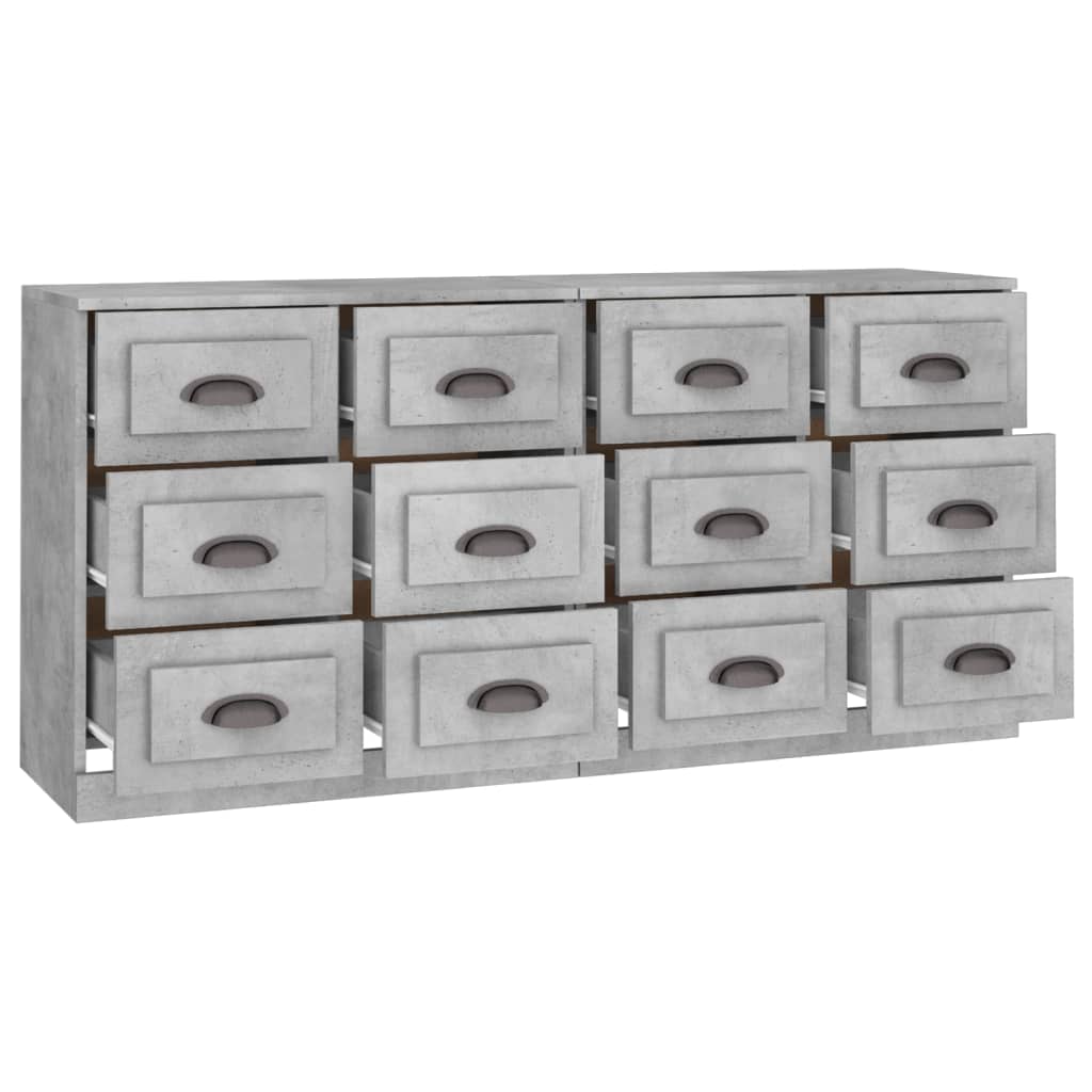Buffets 2 pcs gris béton bois d'ingénierie - XIOS