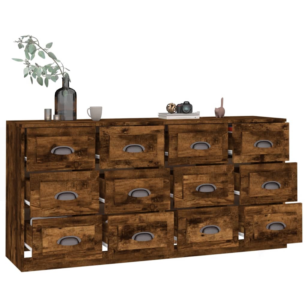 Buffets 2 pcs chêne fumé bois d'ingénierie - XIOS