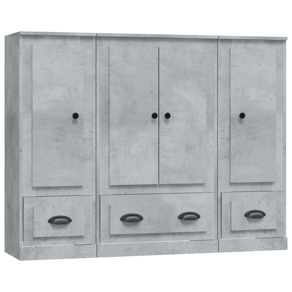 Buffets 3 pcs gris béton bois d'ingénierie - XIOS