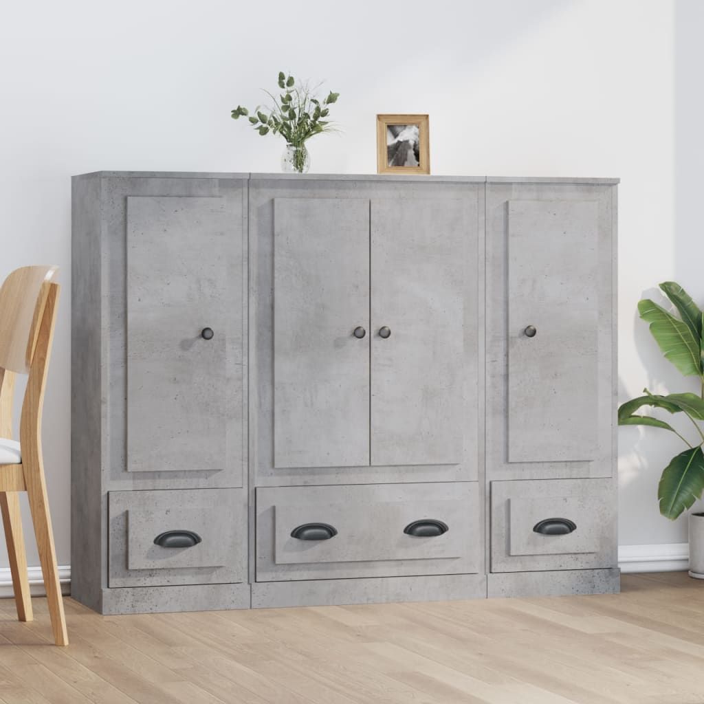 Buffets 3 pcs gris béton bois d'ingénierie - XIOS