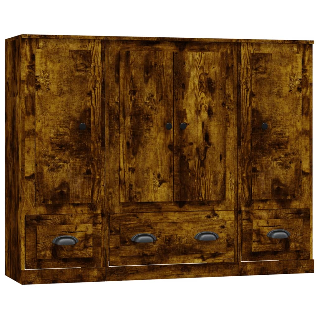 Buffets 3 pcs chêne fumé bois d'ingénierie - XIOS