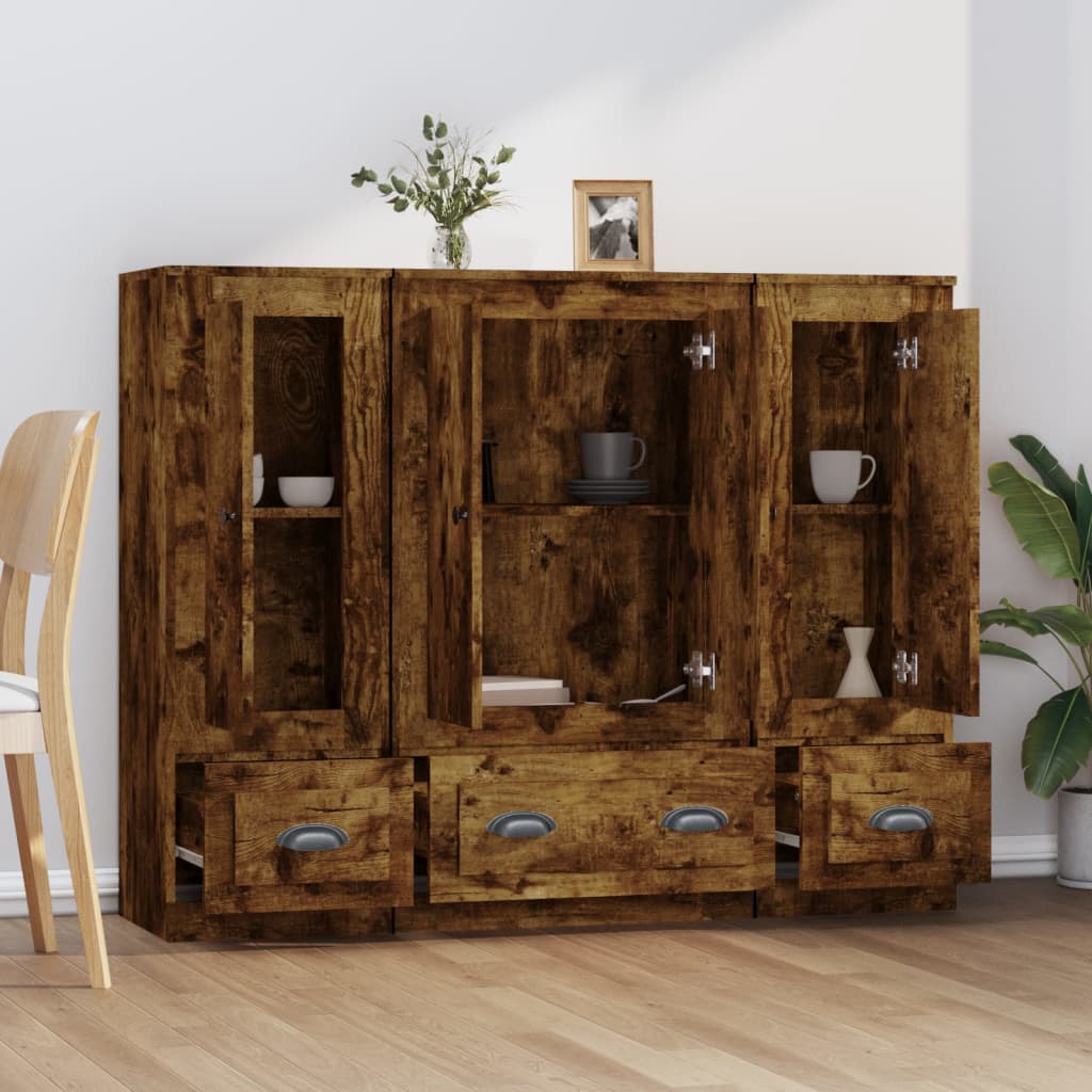 Buffets 3 pcs chêne fumé bois d'ingénierie - XIOS
