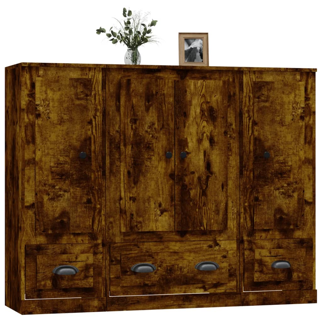 Buffets 3 pcs chêne fumé bois d'ingénierie - XIOS