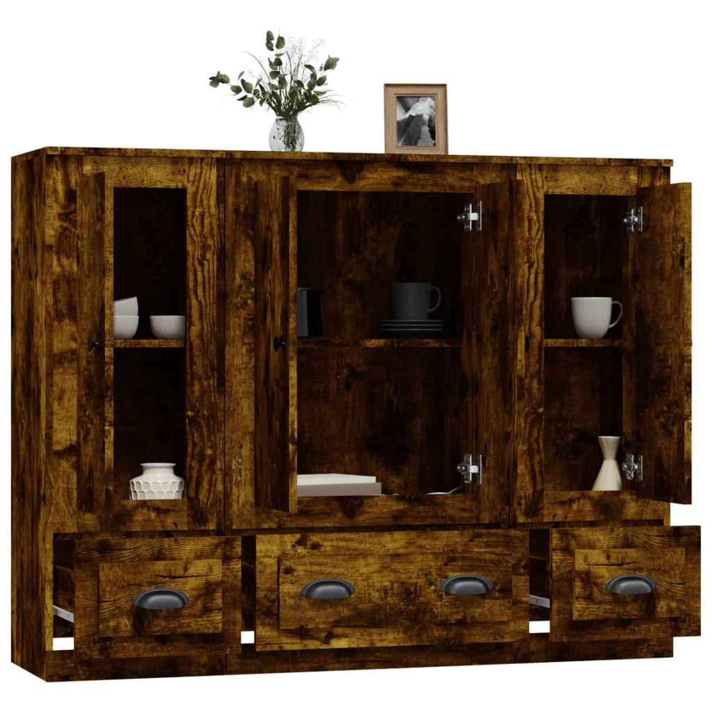 Buffets 3 pcs chêne fumé bois d'ingénierie - XIOS