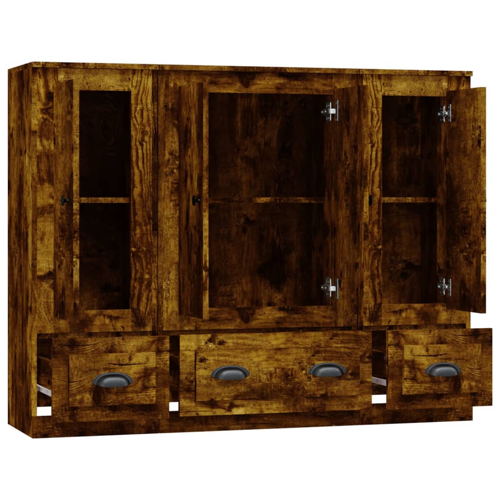Buffets 3 pcs chêne fumé bois d'ingénierie - XIOS