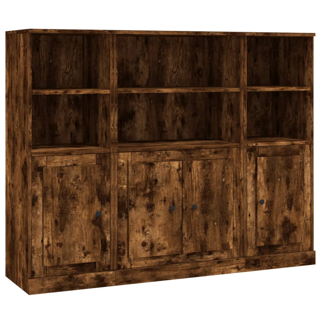 Buffets 3 pcs chêne fumé bois d'ingénierie - XIOS