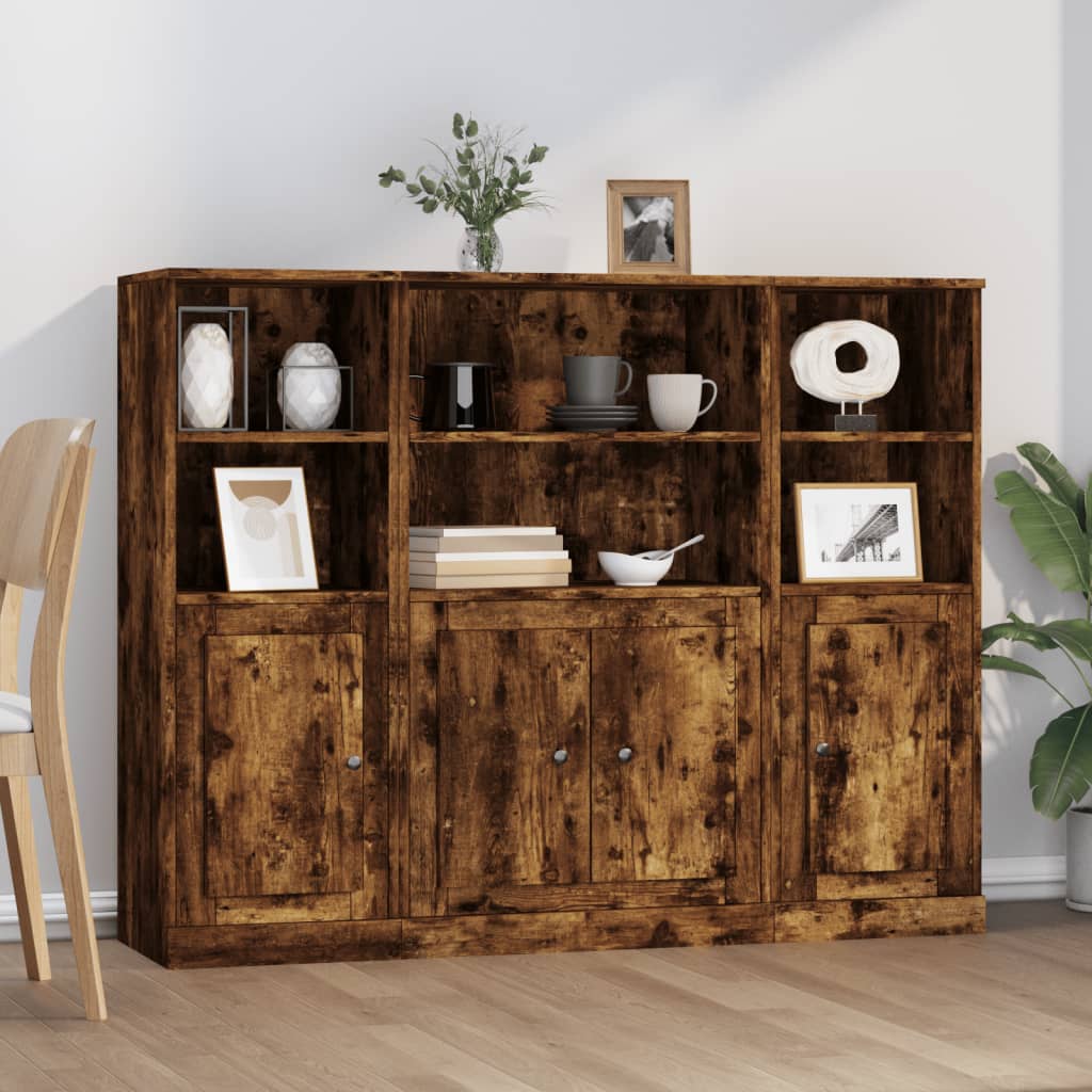 Buffets 3 pcs chêne fumé bois d'ingénierie - XIOS