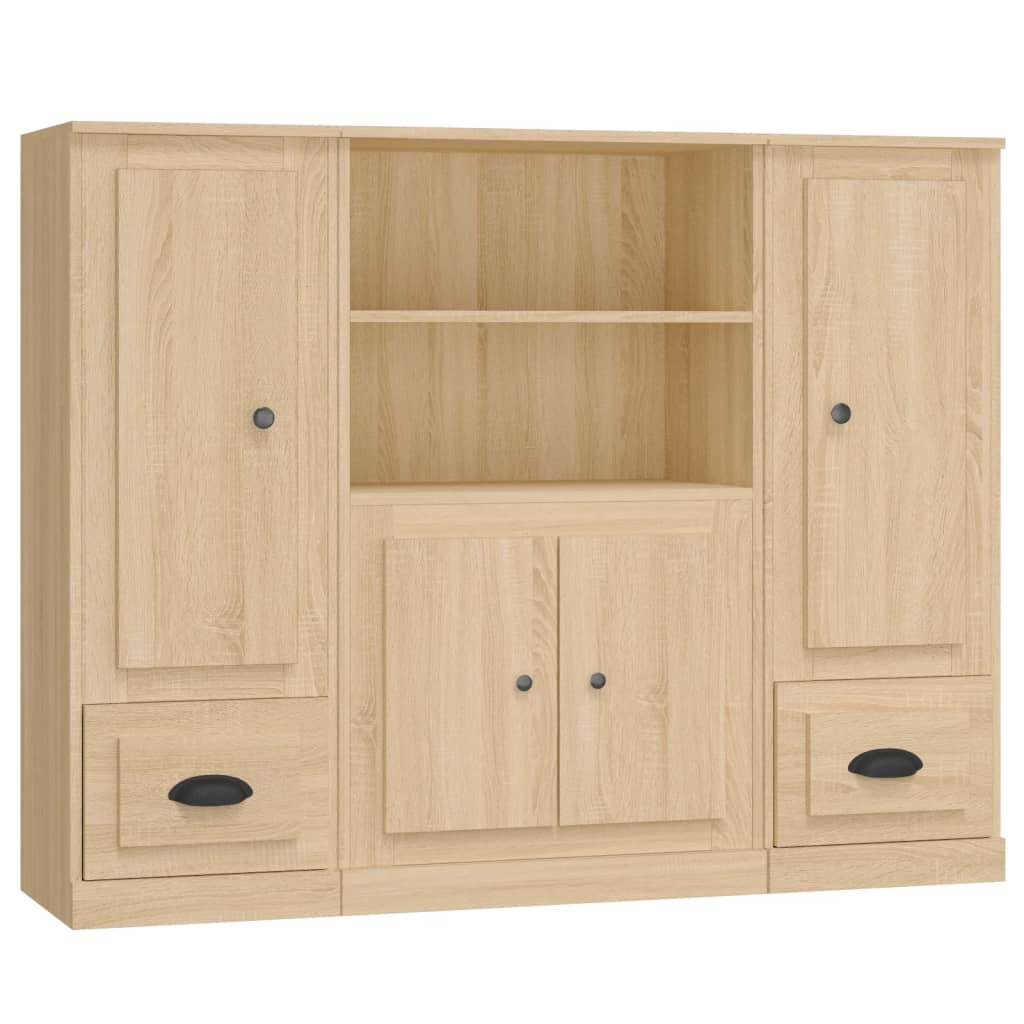 Buffets 3 pcs chêne sonoma bois d'ingénierie - XIOS